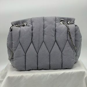 NWT. Zara Blue Pinstripe Quilted Shoulder Bag.